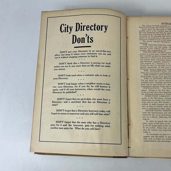 1927 CA Fresno City/County Directory Polk Classified Business Ancestry Genealogy - Picture 11 of 16